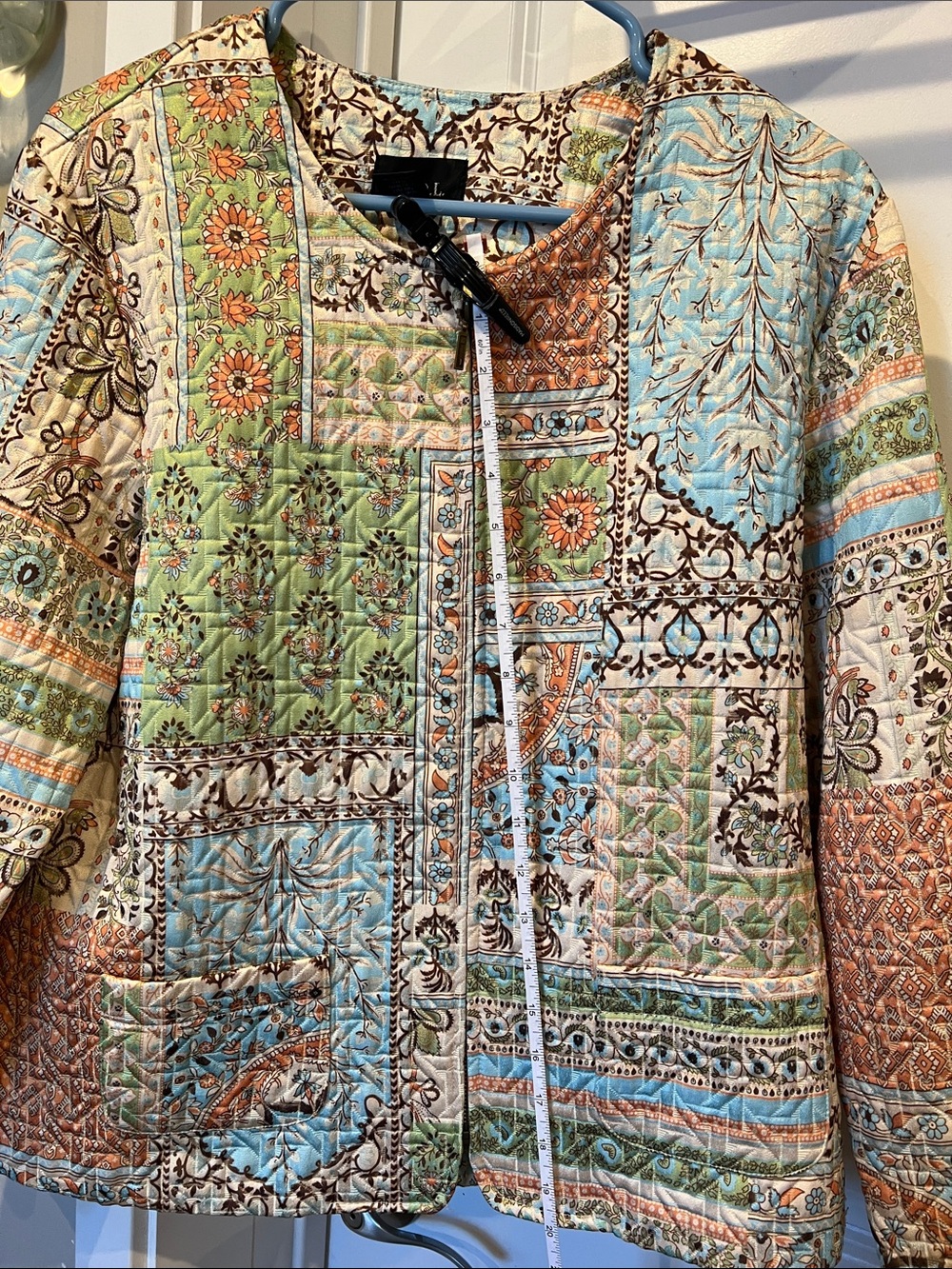 Quilted Patchwork Bomber Jacket in Multi Pastel — - Picture 8 of 10